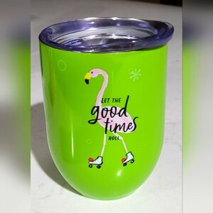 🔥2For$20" Let the good times roll" Green Steel Wine Tumbler FLAMINGO